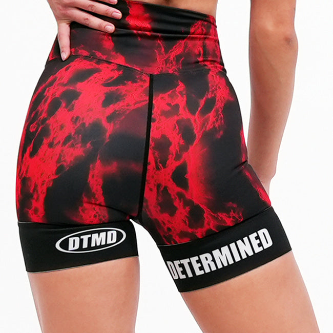 Women's Marble Short Tights (Red)