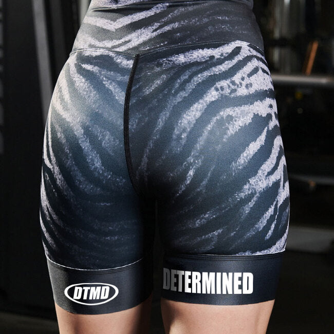 Women's Black Tiger Pattern Short Tights