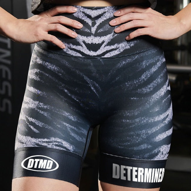 Women's Black Tiger Pattern Short Tights